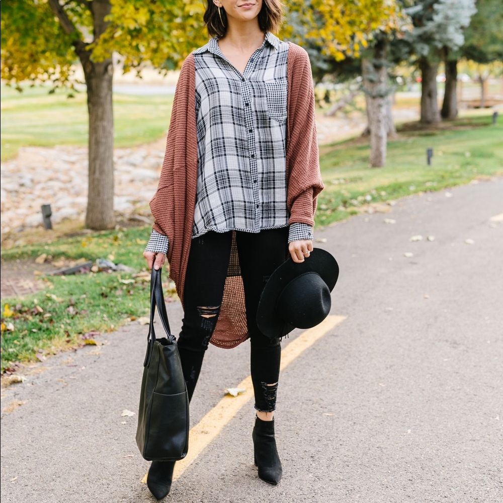 LAST 2❗️Waffle Knit Slouchy Cardi In Rust - Picture 5 of 8